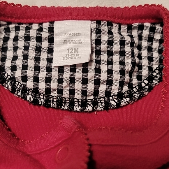 Children girls‎ red jersey jumpsuit with kitty 12 month - Picture 6 of 8